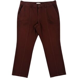 Talbots Classic Jean Trouser Mahogany Brown 18W Braided Waist Mid Rise NWT